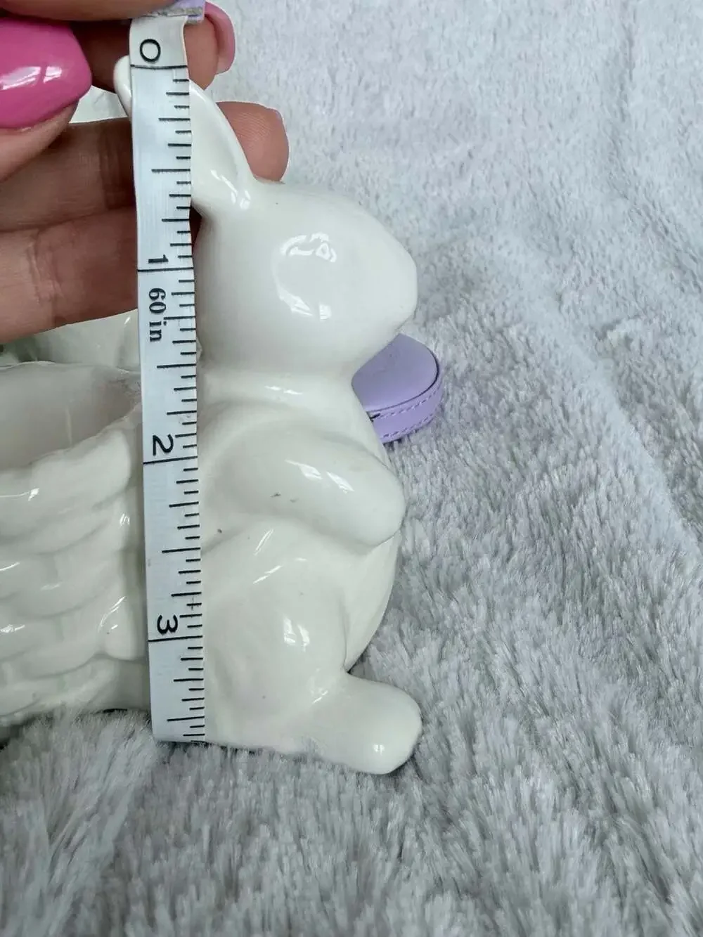 Pottery Barn White Ceramic Easter Rabbit Bunny with Basket Bowl
